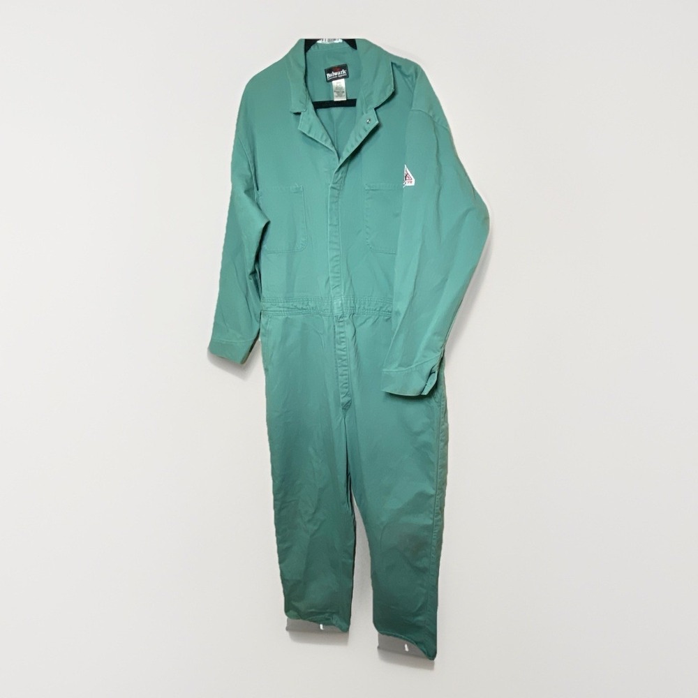 Bulwark FR Coveralls Men's XL Green Arc Rating 10.6 ATPV Flame Resistant ExcelFR